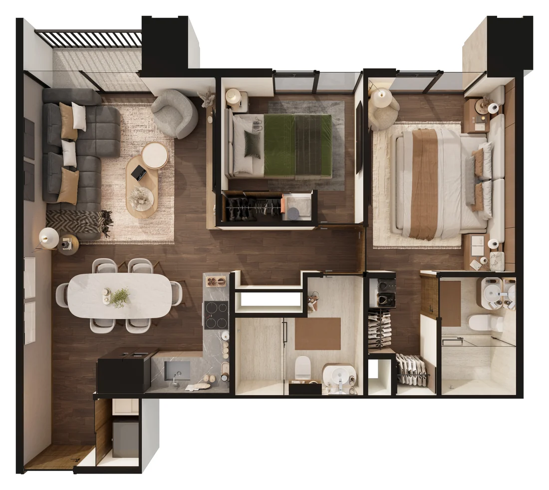 Planta amueblada Apartamento Tipo A